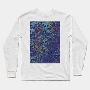 Paper marbling blues red green stones Long Sleeve T-Shirt